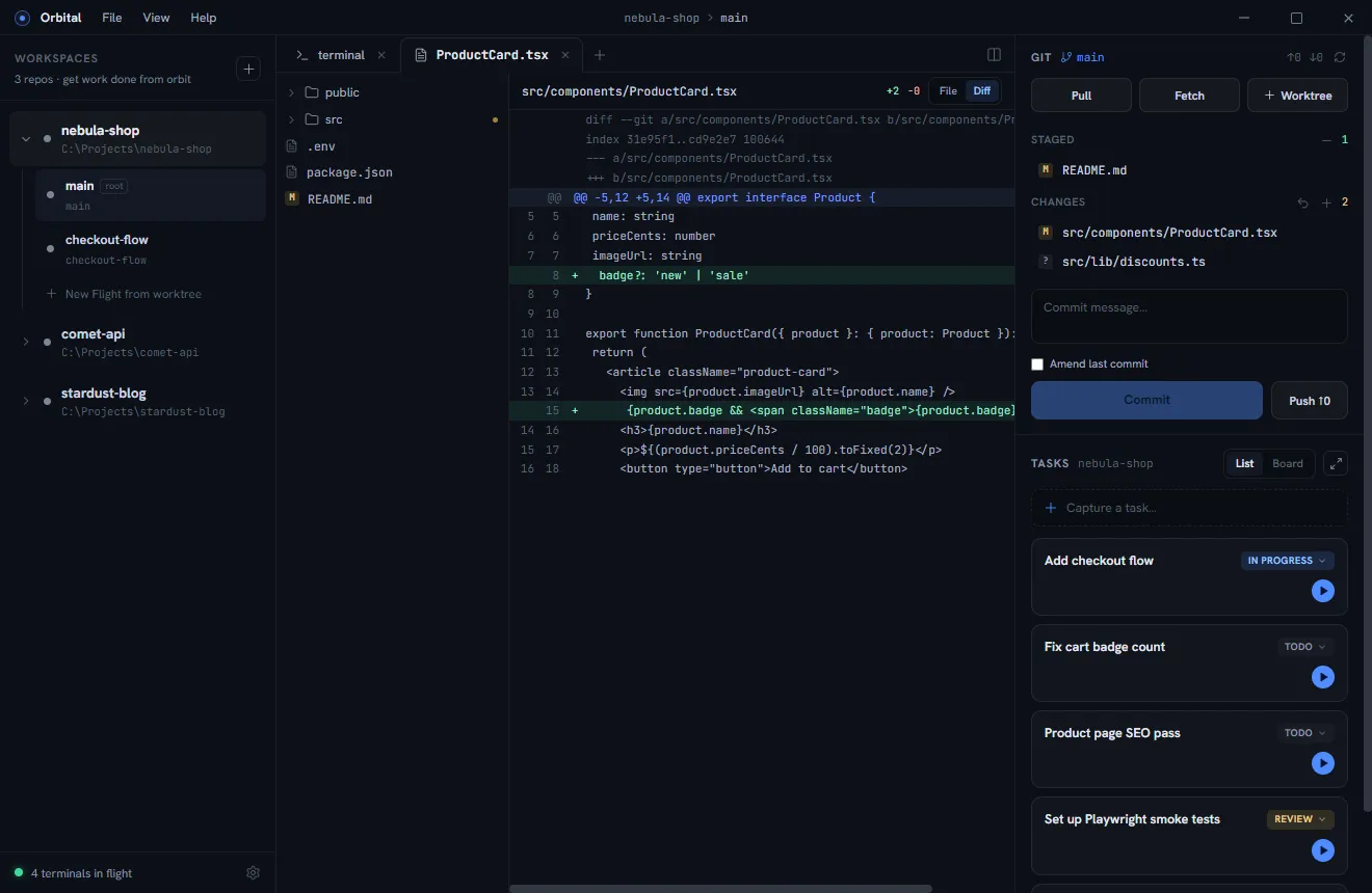 A syntax-highlighted diff opened from the git panel
